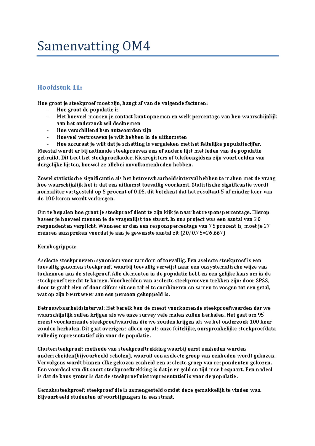 Samenvatting Onderzoeksmethoden 4 compleet Samenvatting OM