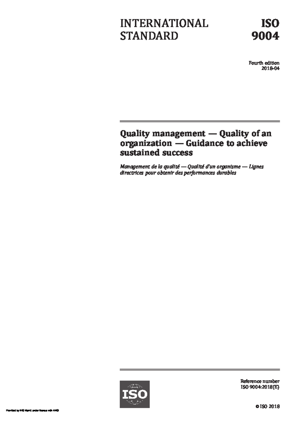 ISO 9004 2018 (en) Guidance to achieve sustained success - © I S O 2 0 ...