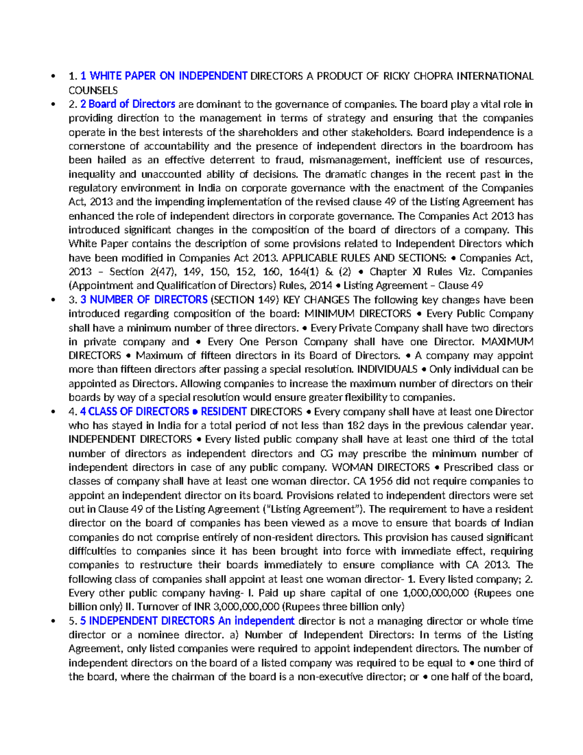 Independent director study mat - 1. 1 WHITE PAPER ON INDEPENDENT ...