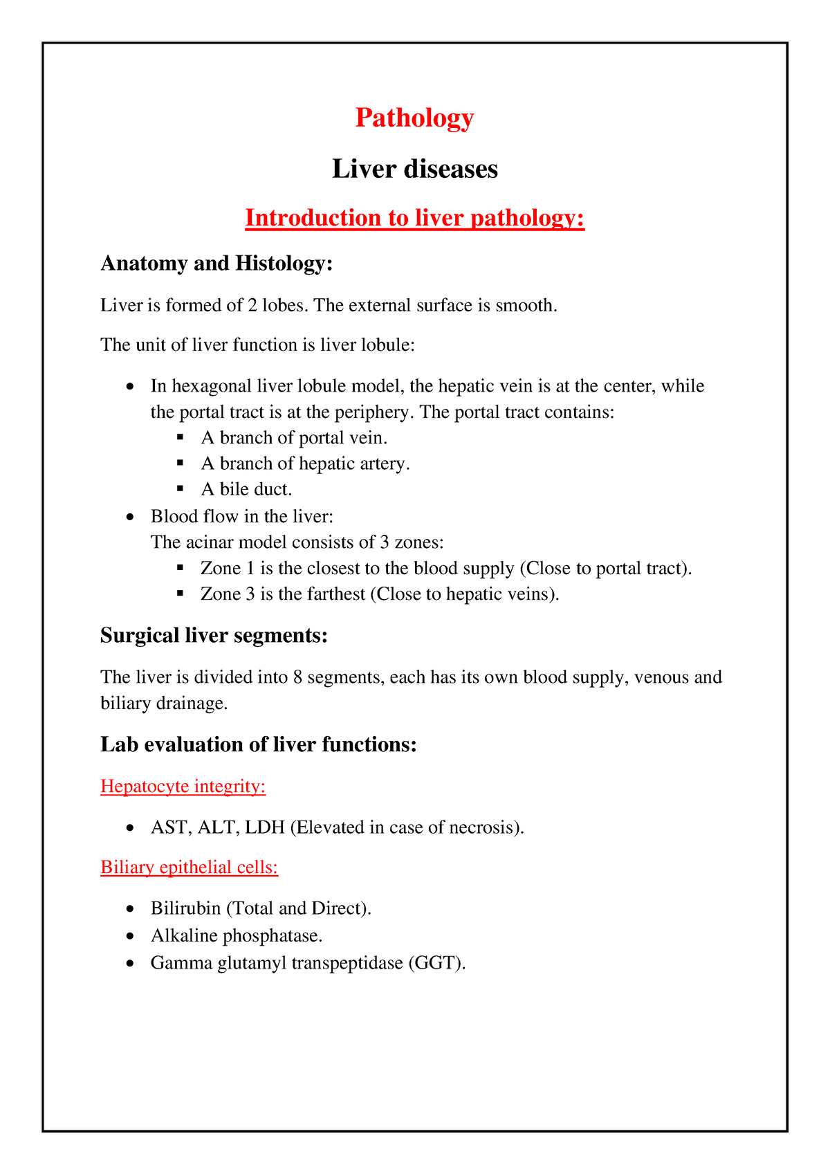 HBP Pathology - Pathology Liver diseases Introduction to liver ...