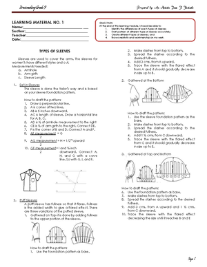 Dressmaking CG - JUNIOR HIGH SCHOOL TECHNOLOGY AND LIVELIHOOD EDUCATION ...