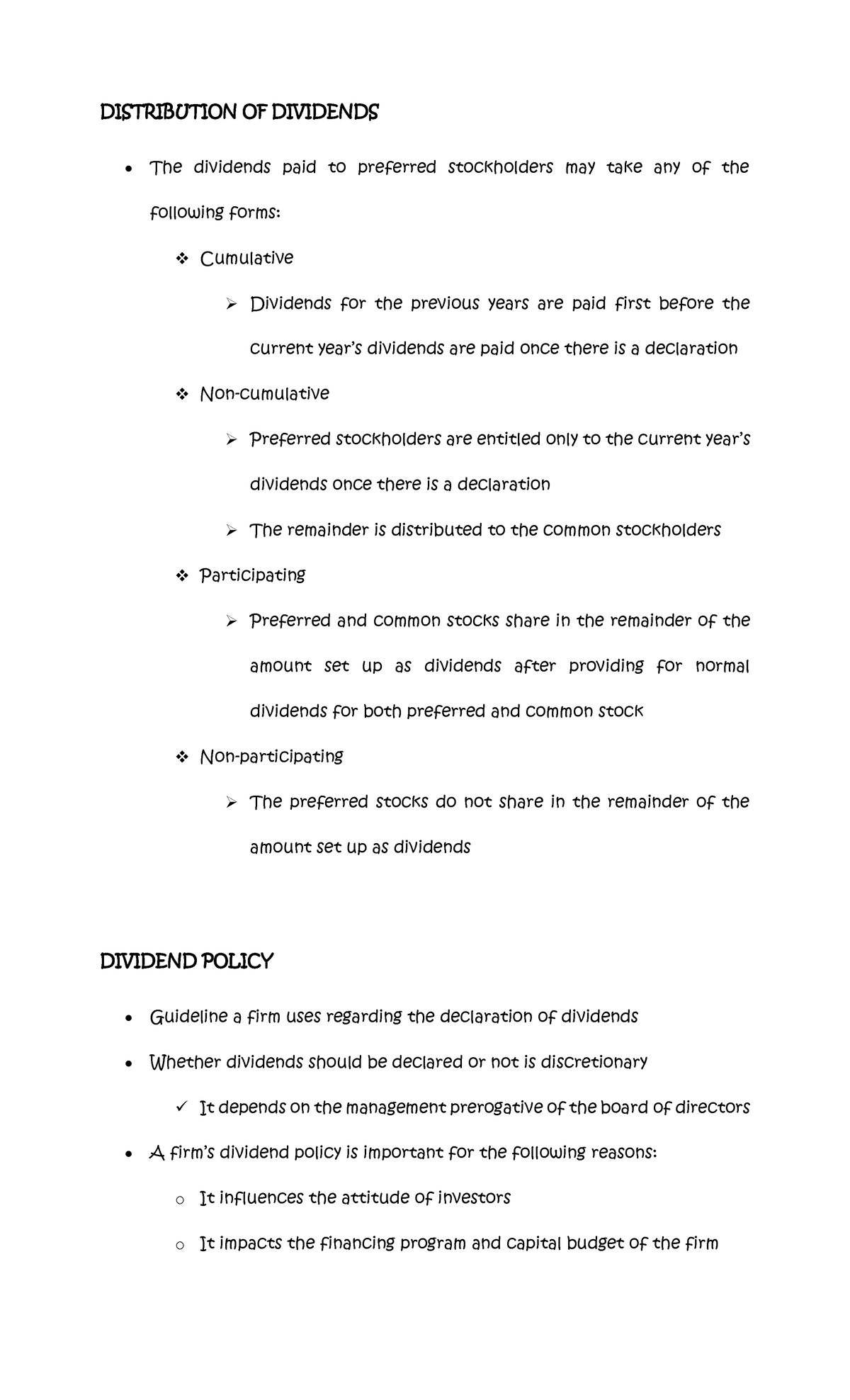 Distribution OF Dividends - DISTRIBUTION OF DIVIDENDS The dividends ...