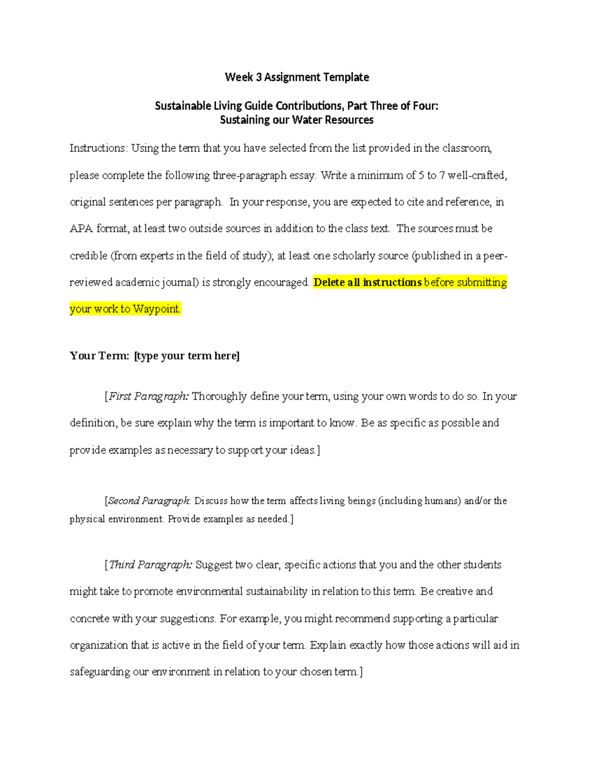 Week 3 Assignment Template Revised - Week 3 Assignment Template ...