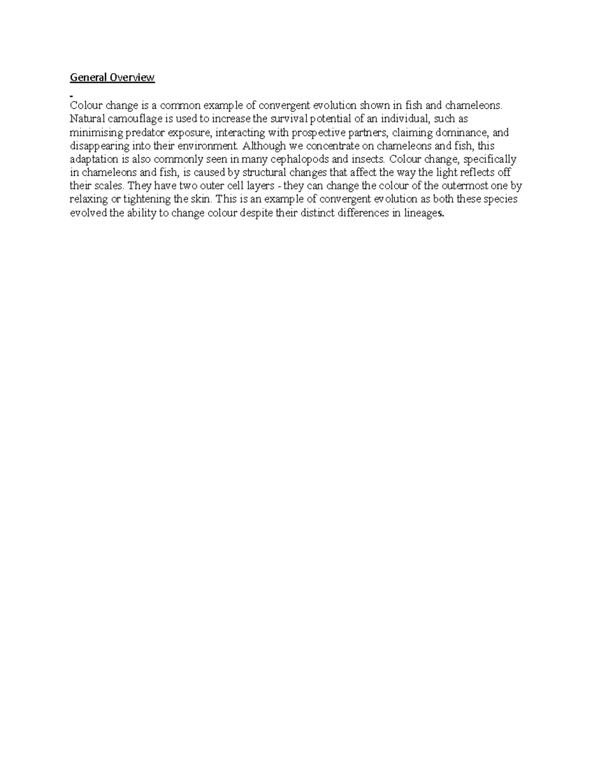 General Overview - Lab assignment. - General Overview Colour change is ...