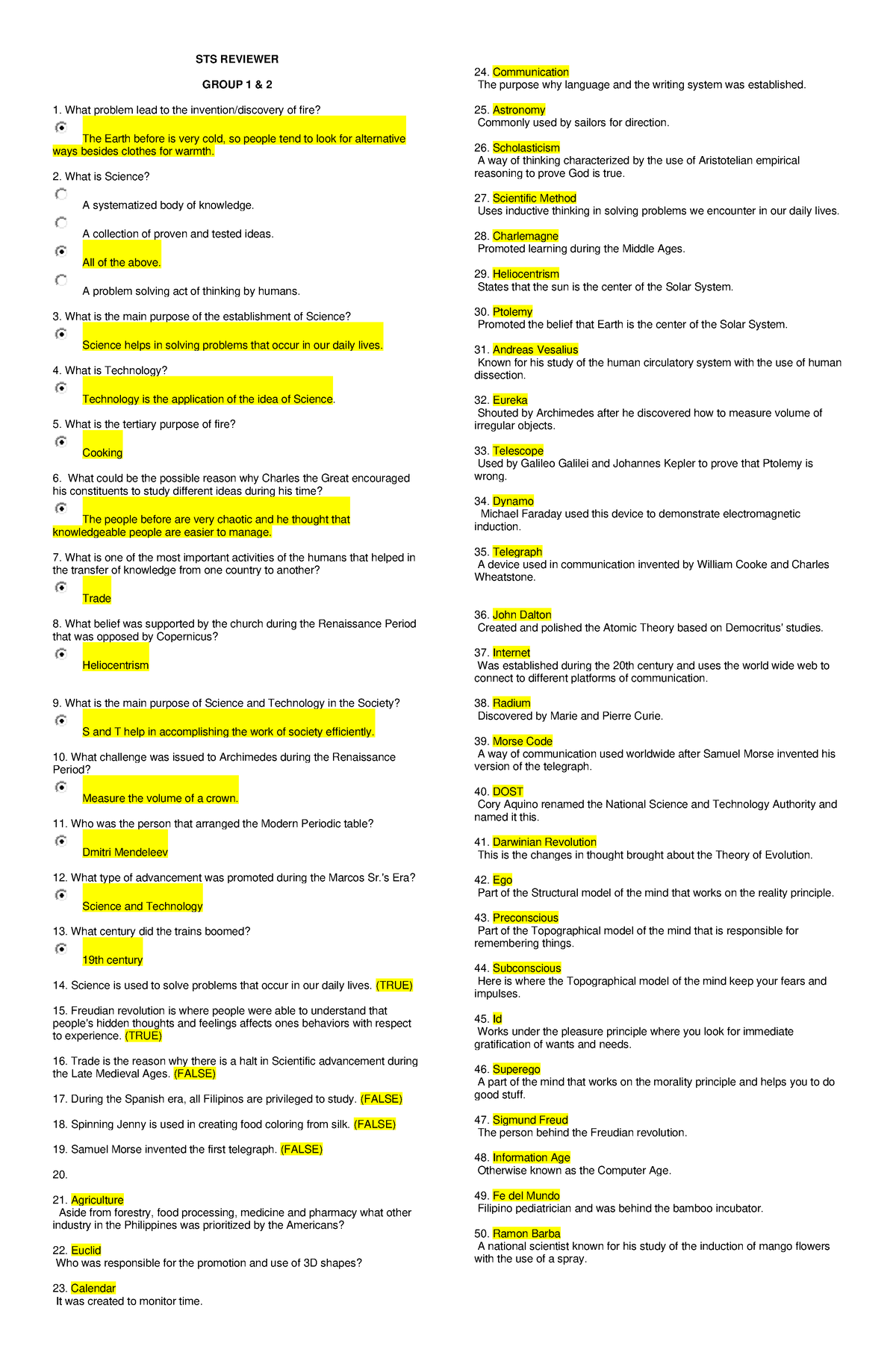 STS Reviewer Midterm Exam - STS REVIEWER GROUP 1 & 2 What problem lead ...