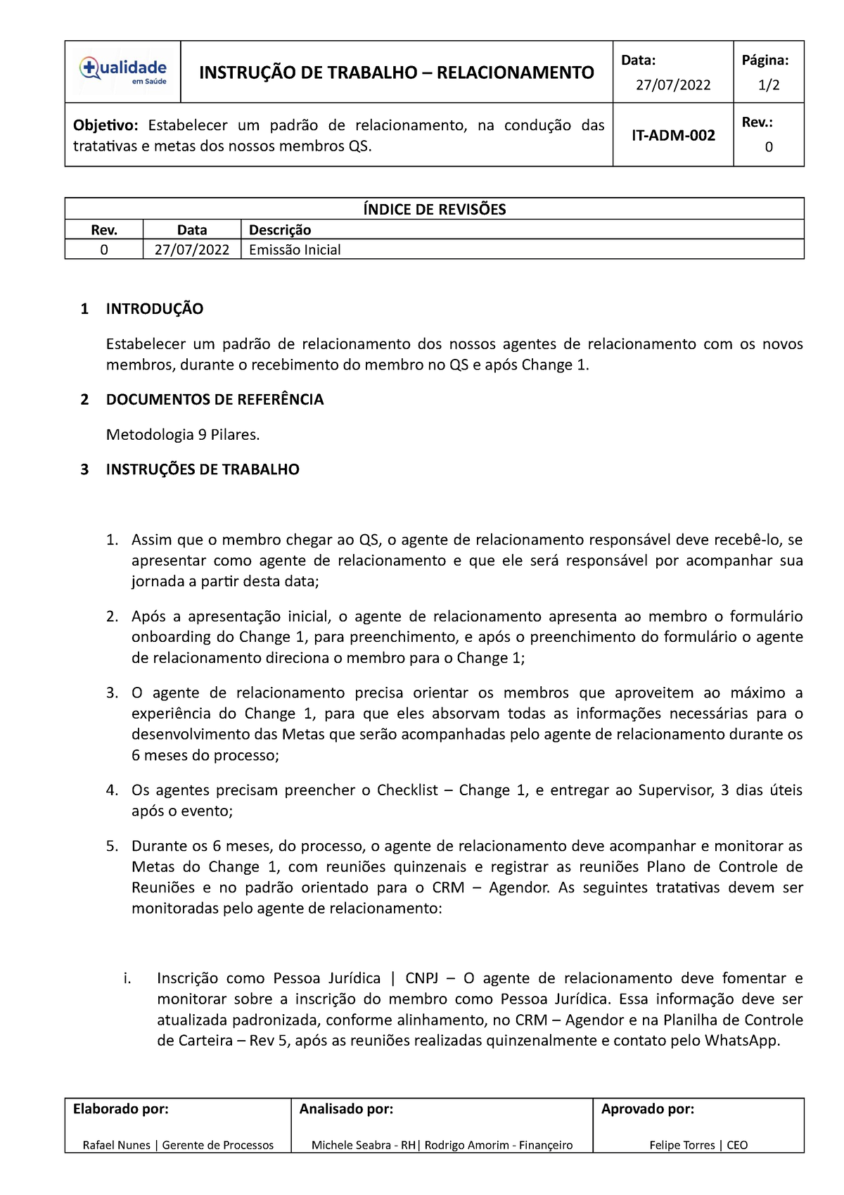 It Adm 002 Unitau InstruÇÃo De Trabalho Relacionamento Data Página 27072022 1 2208