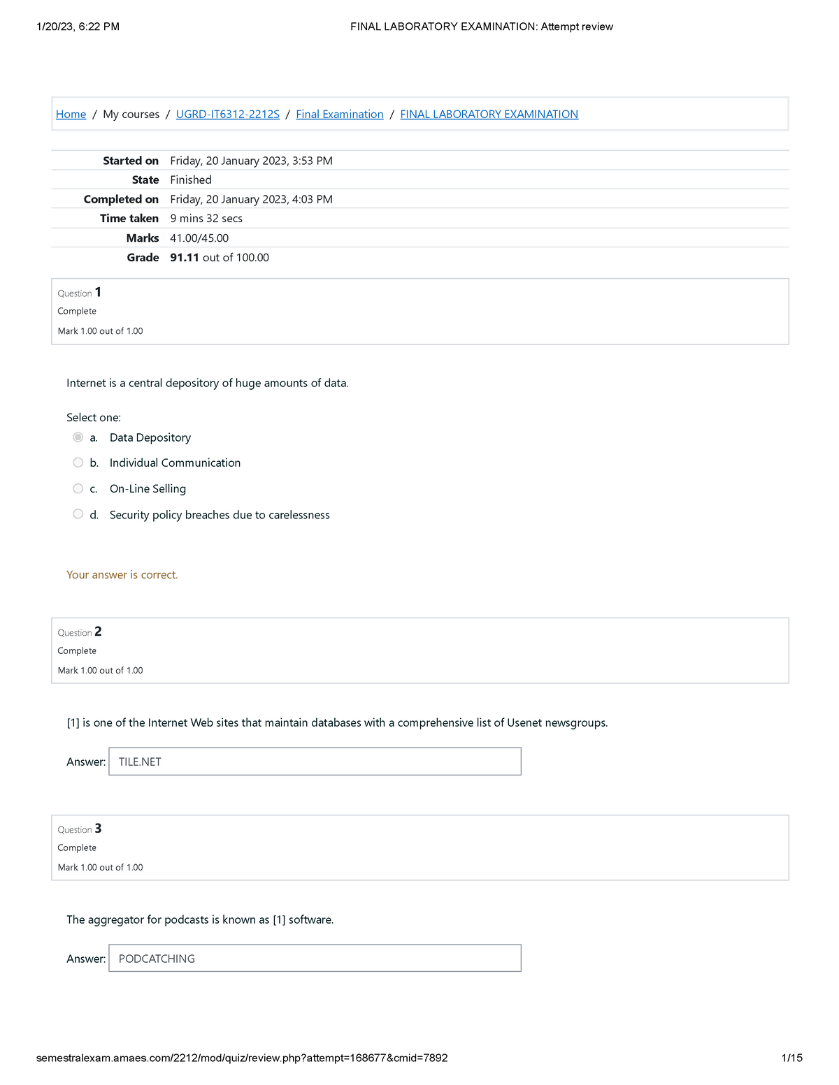 Mail and Web Final LAB EXAM - Home / My courses / UGRD-IT6312-2212S ...