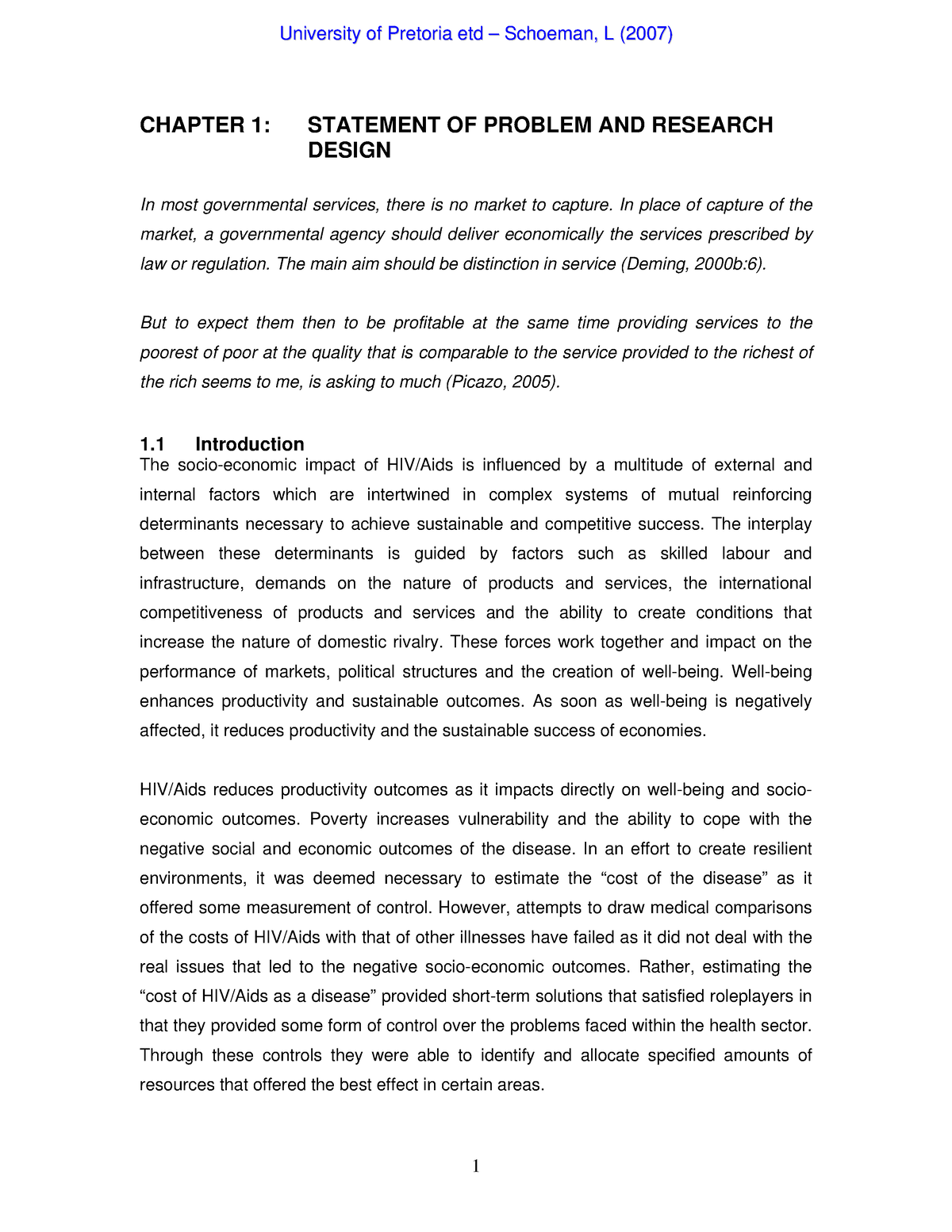 chapter 1 statement of the problem example qualitative research