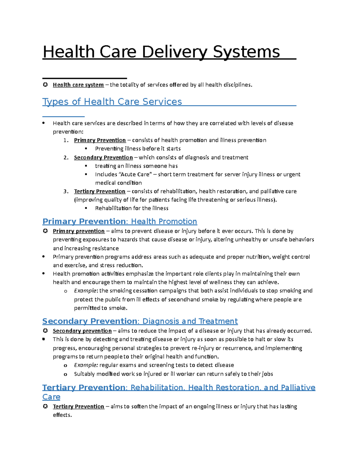 health care delivery system essay