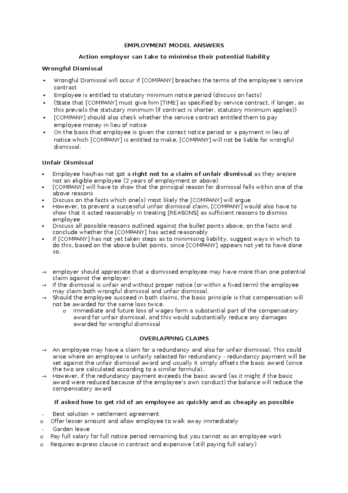 04 Employment Model Answers - EMPLOYMENT MODEL ANSWERS Action employer ...