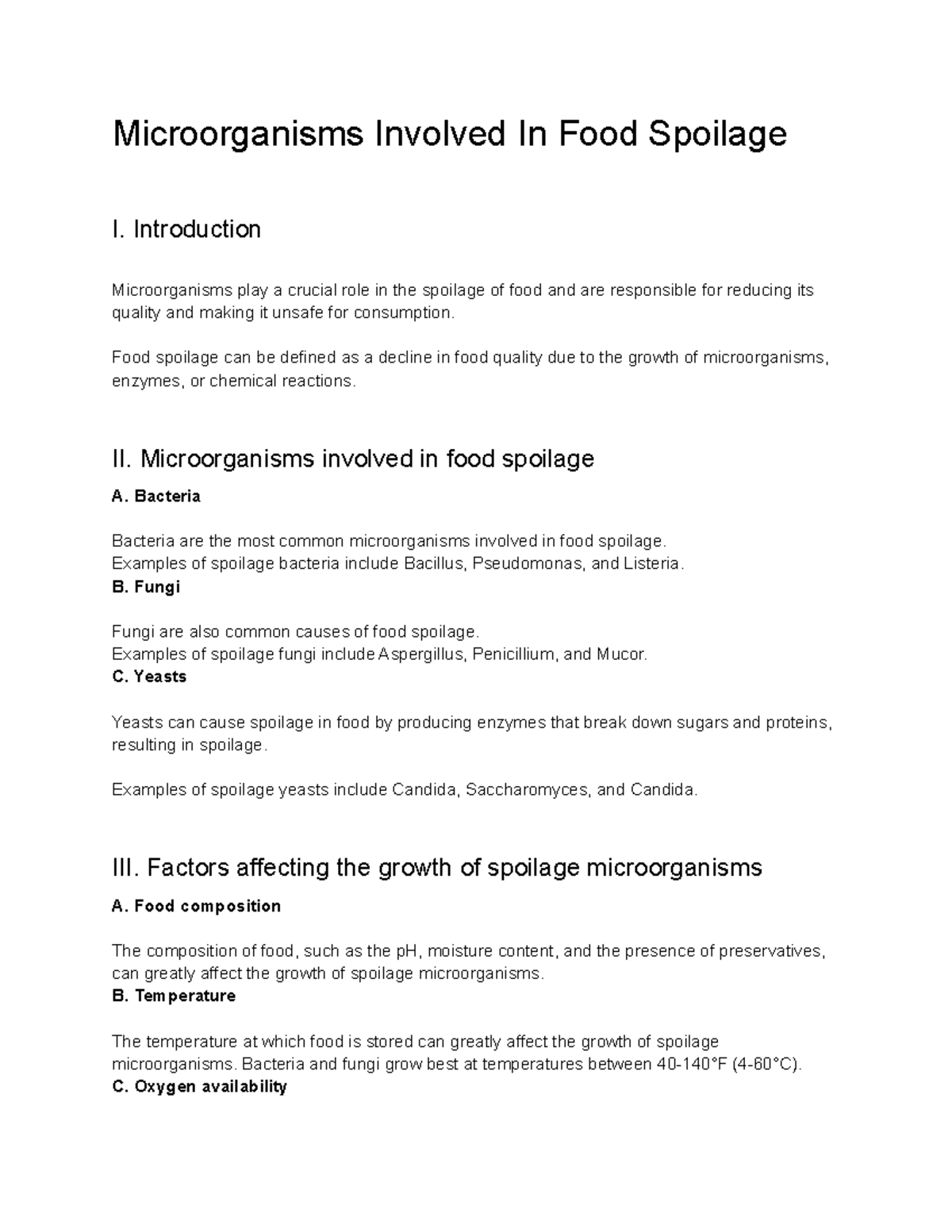 food microbiology essay questions