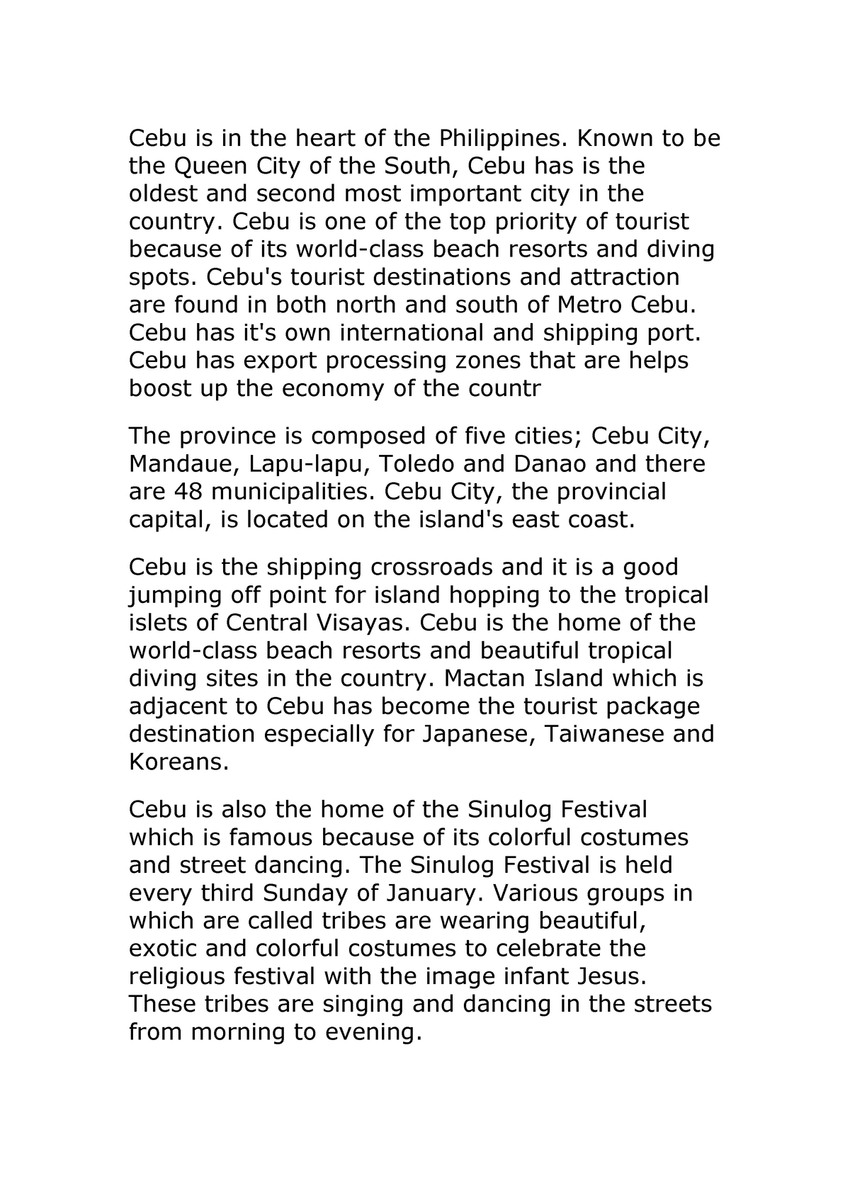 travel essay about cebu