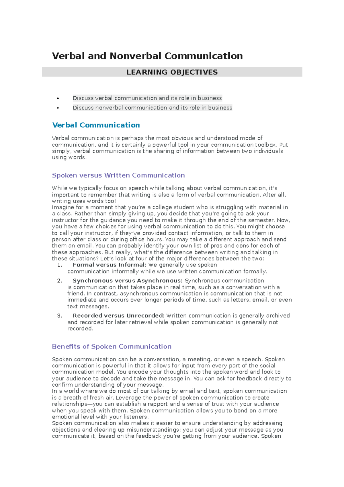 Barriers to Effective Communication Verbal and Nonverbal