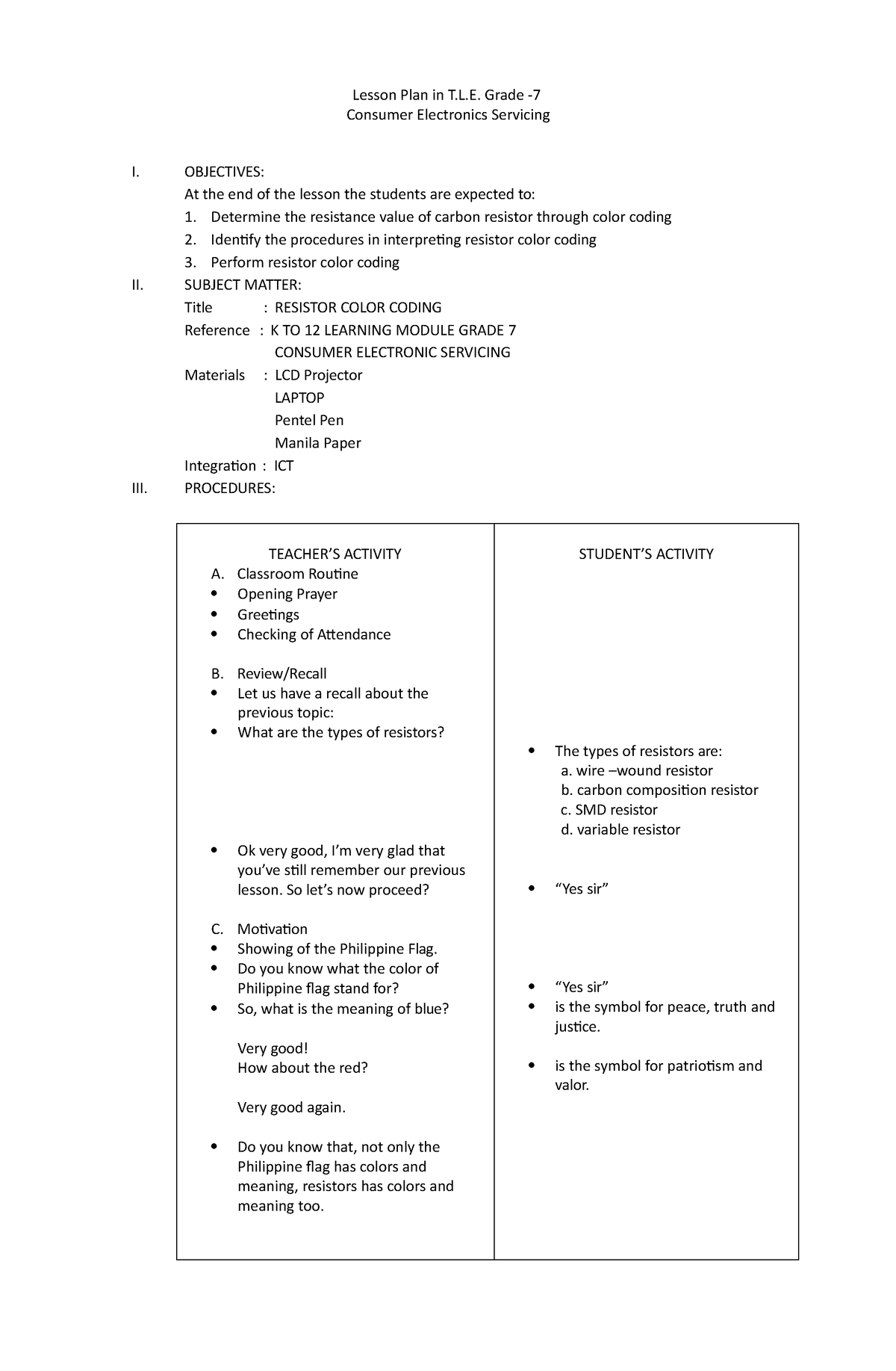 Lesson plan in demo - Academia and information - Lesson Plan in T.L ...