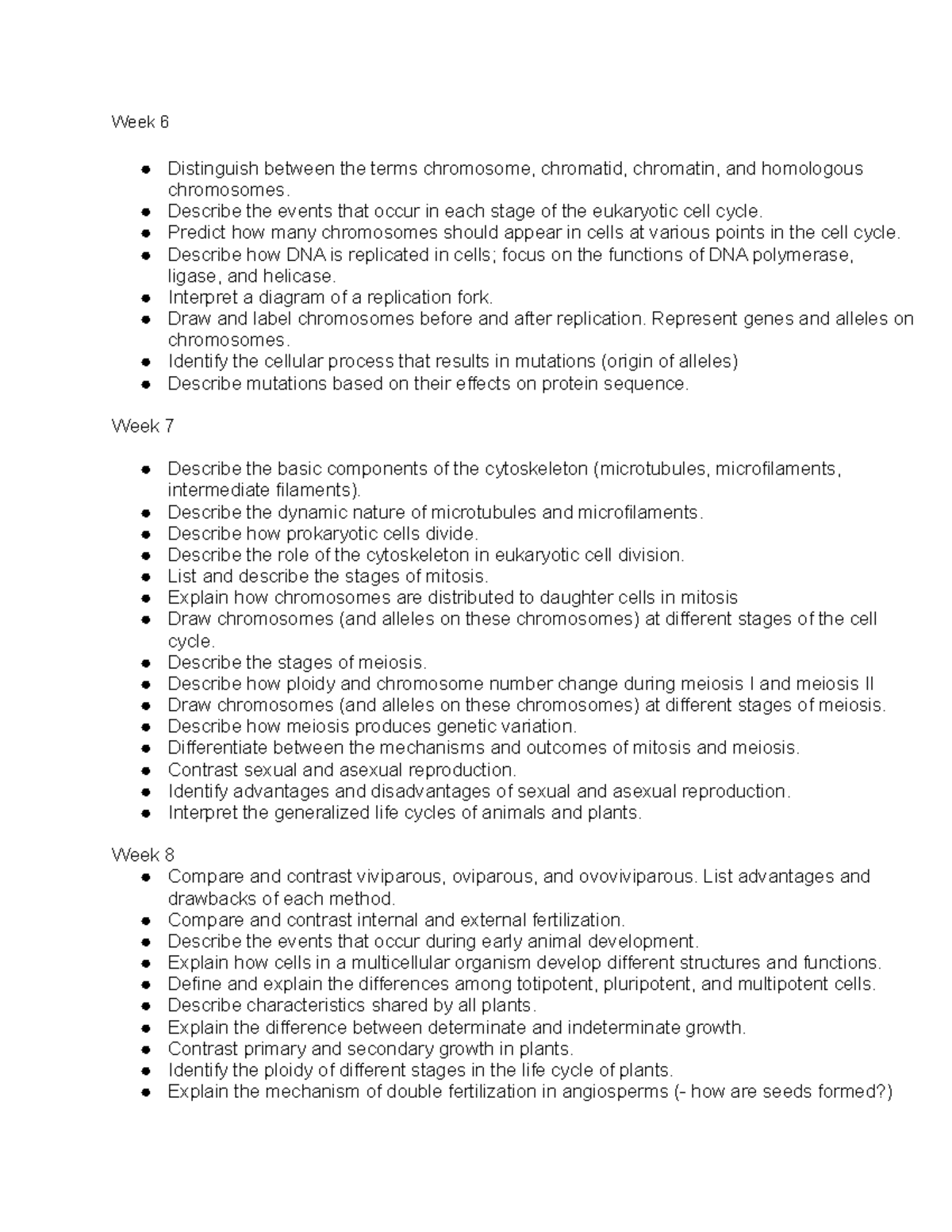 Biology Study Guide Exam 2 - Week 6 Distinguish between the terms ...