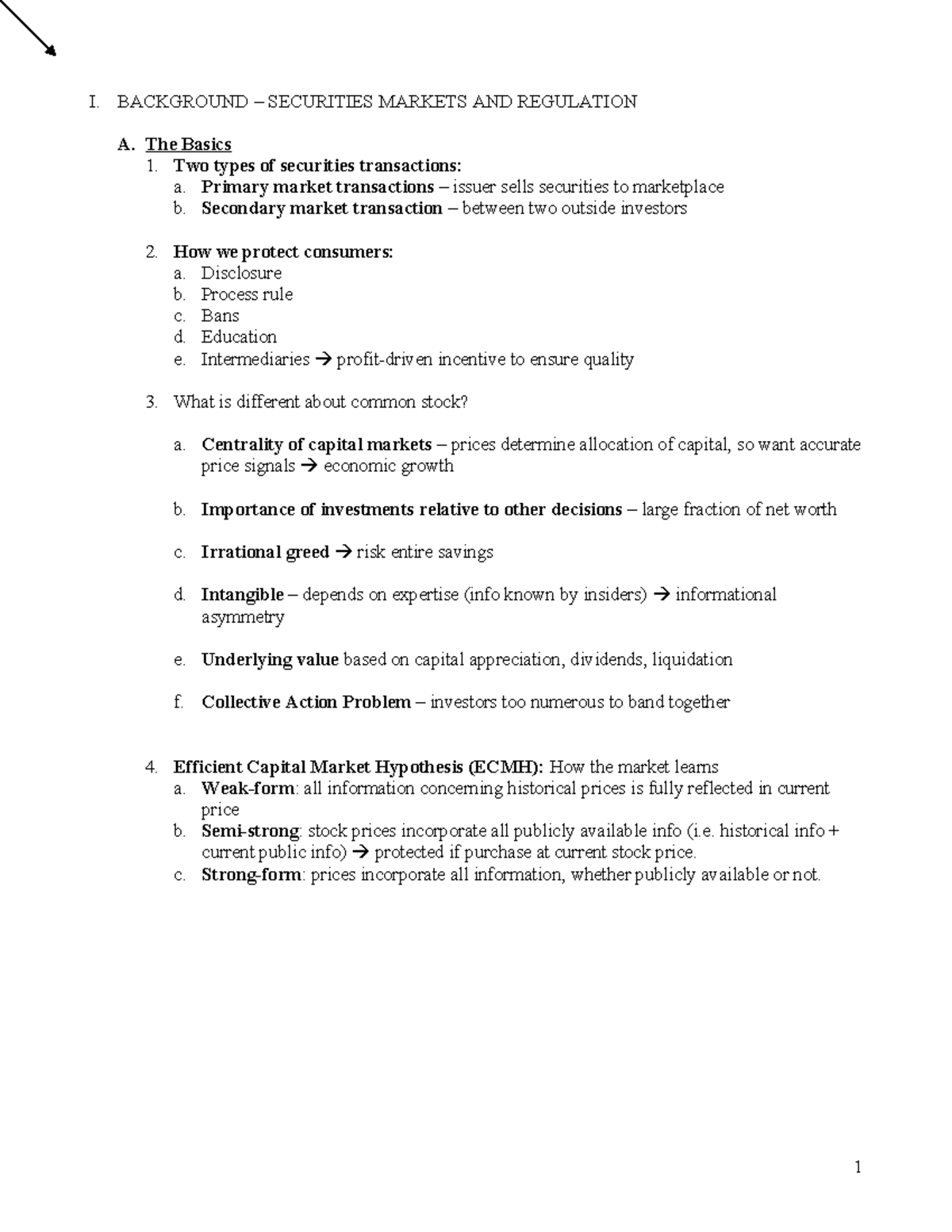 Securities 24 - outline - I. BACKGROUND – SECURITIES MARKETS AND ...