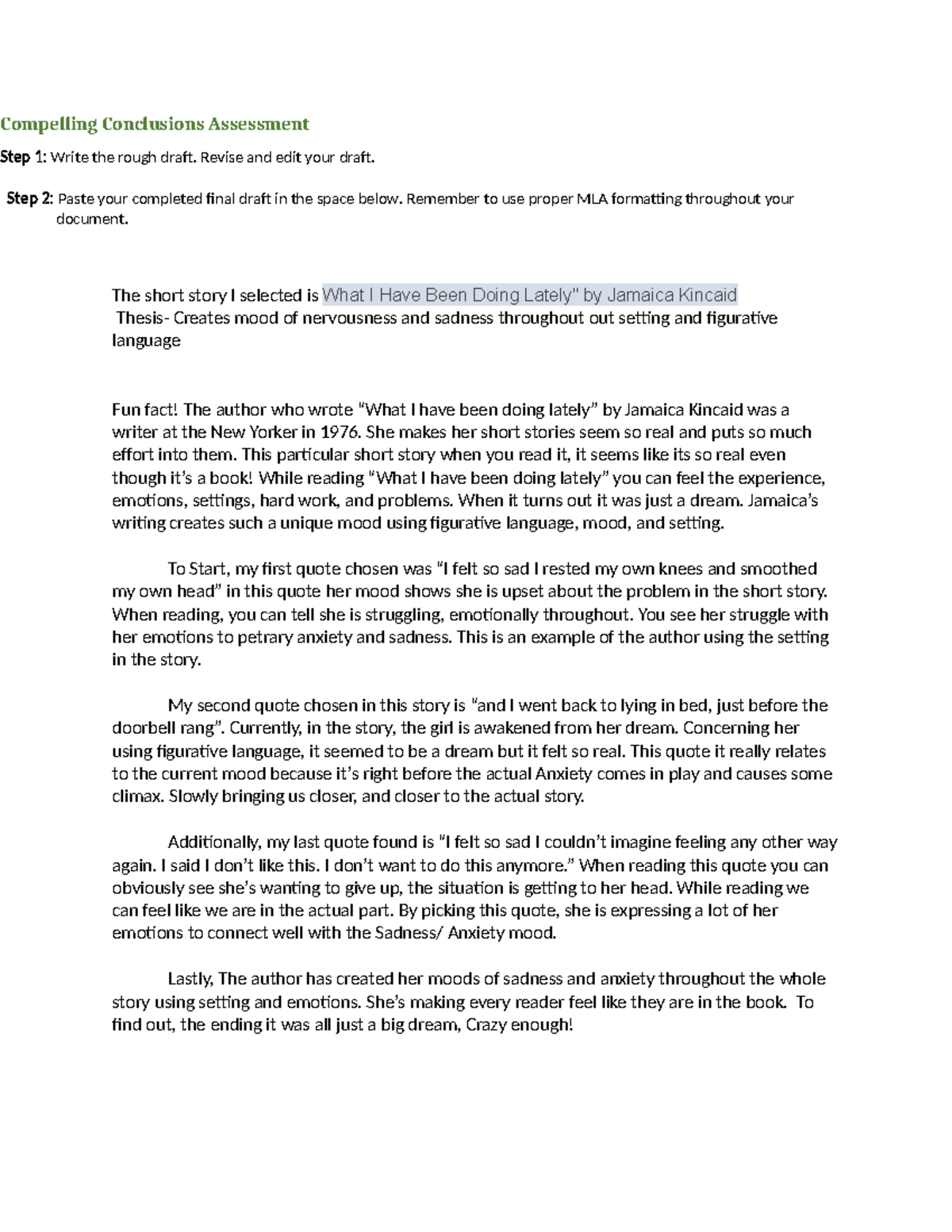 Compelling Conclusions Assessment - Revise and edit your draft. Step 2 ...