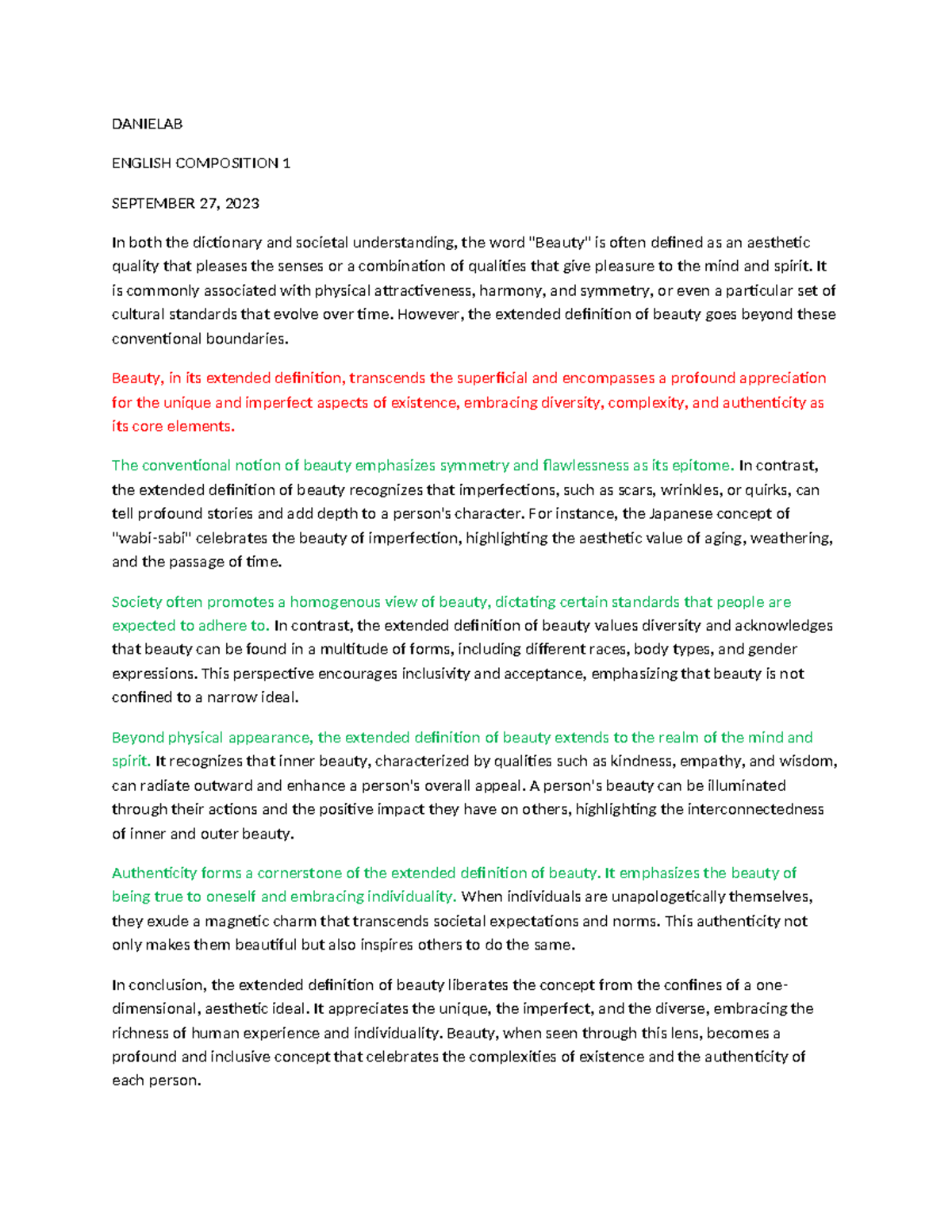 English Composition 1 TS3 Danielab DANIELAB ENGLISH COMPOSITION 1