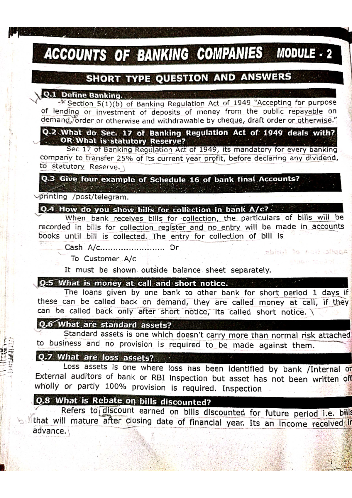 Accounts OF Banking Companies - Short AND LONG TYPE QNS AND Answers ...