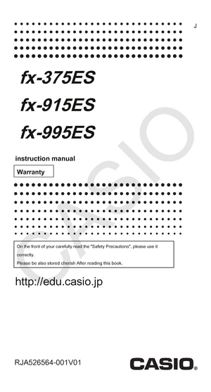 Fx-375es man - manual - J instruction manual Warranty On the front 