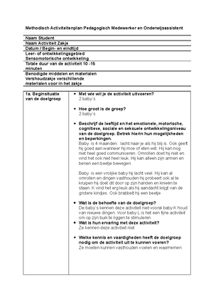 Methodisch-activiteitenplan - Methodisch Activiteitenplan Pedagogisch ...