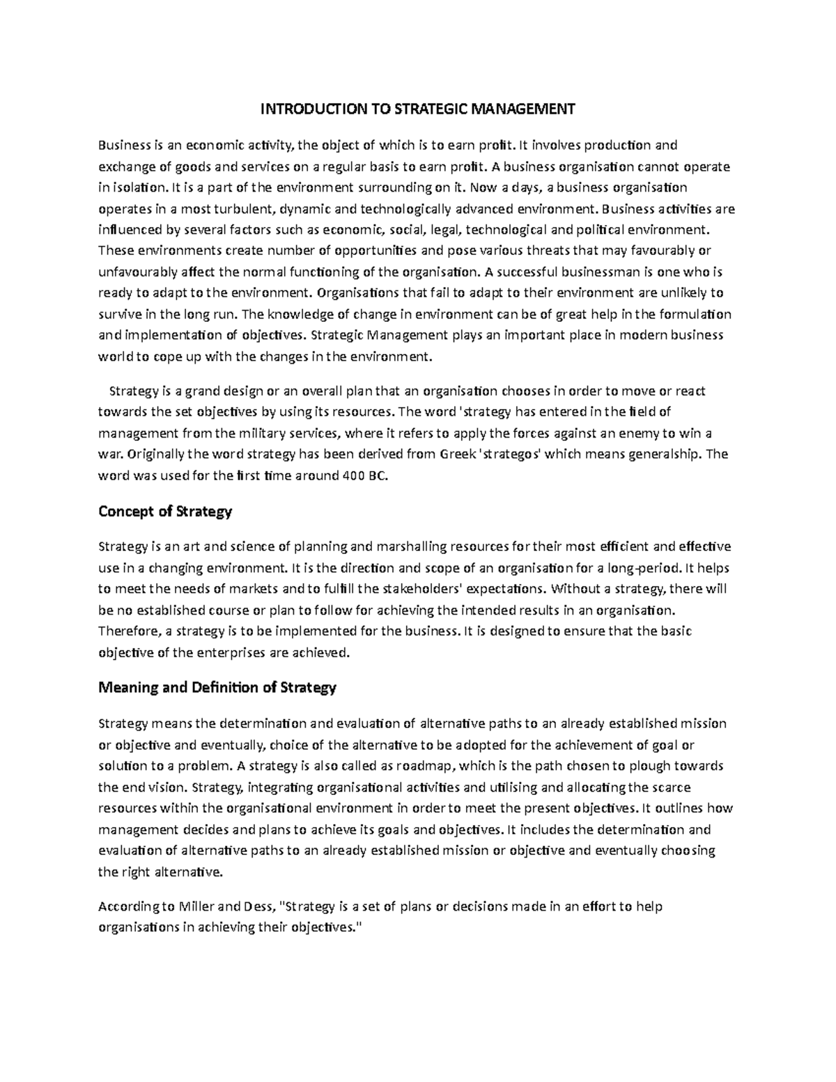 Strategic management - Useful - INTRODUCTION TO STRATEGIC MANAGEMENT ...