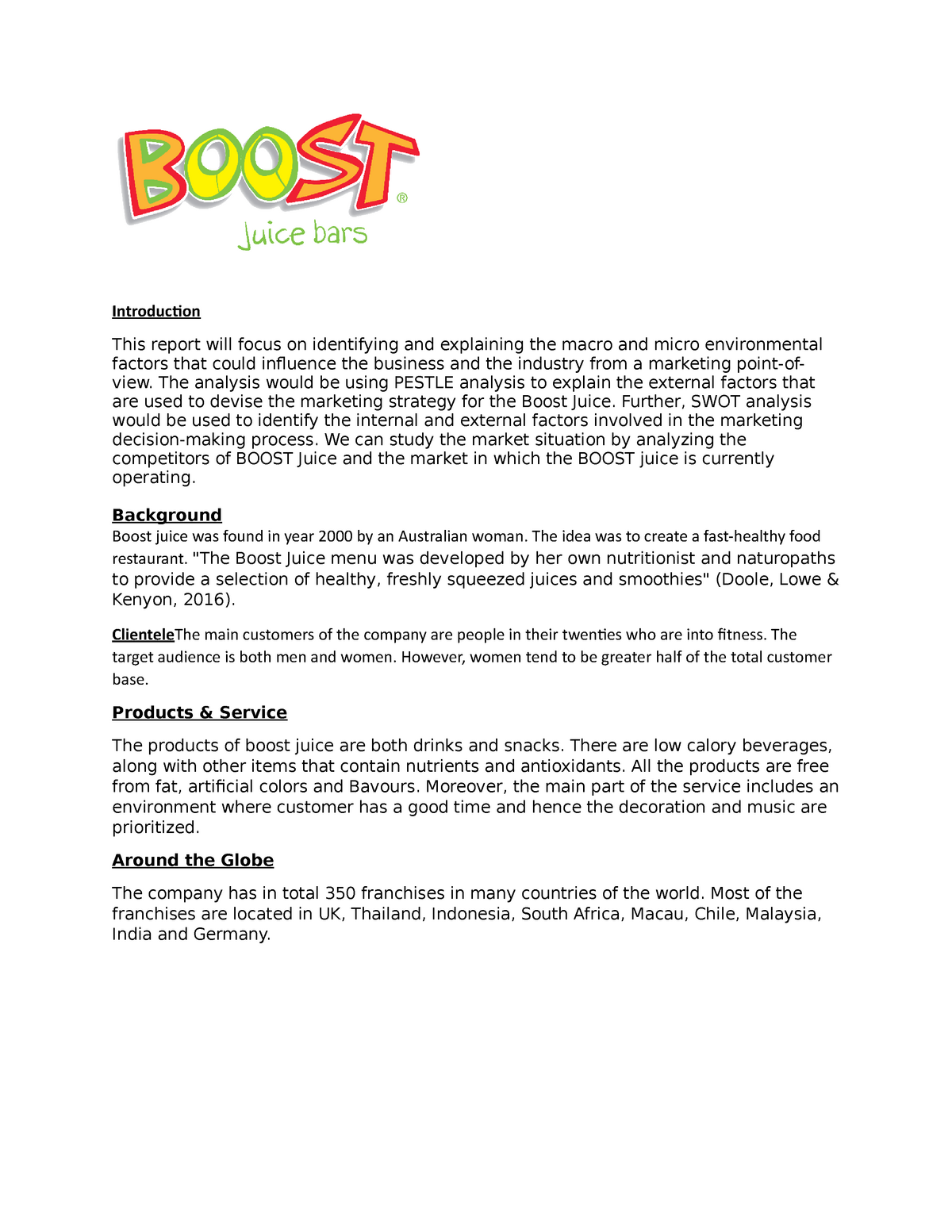 boost juice assignment