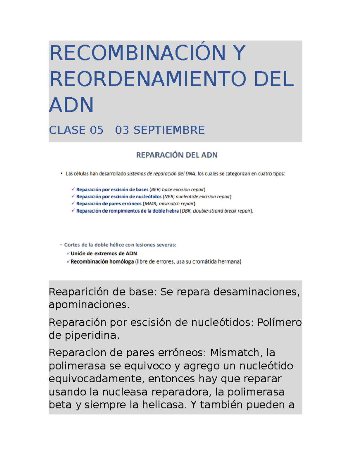 U1 Clase 05 Recombinacion Y Reordenamiento Del ADN - Genética Molecular ...