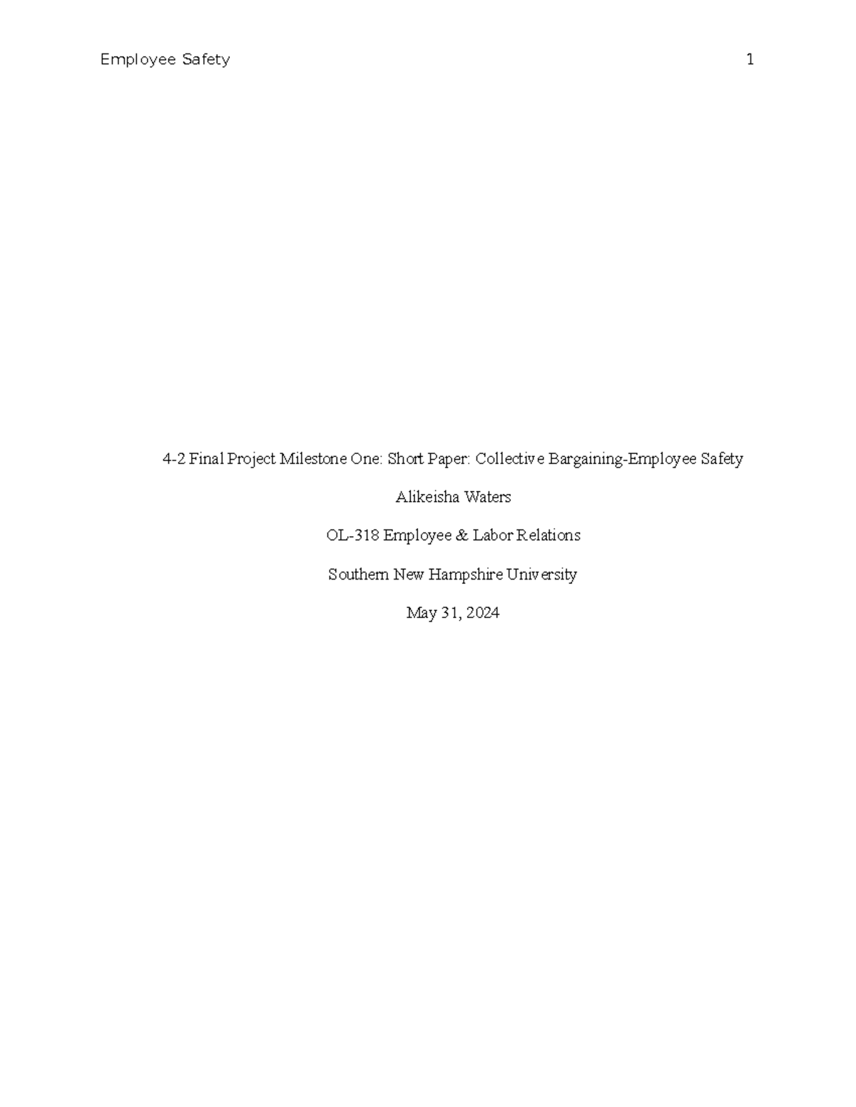4-2 Final Project Milestone One Short Paper Collective Bargaining ...