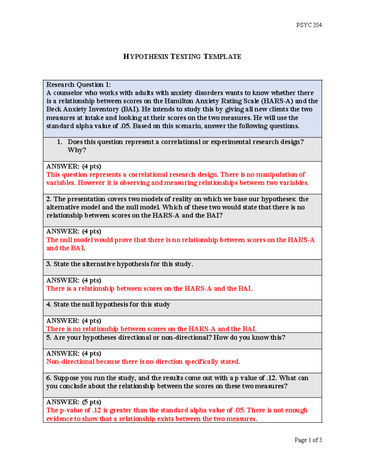 Hypothesis Testing Cb None Psyc Hypothesis Testing Template Research Question A