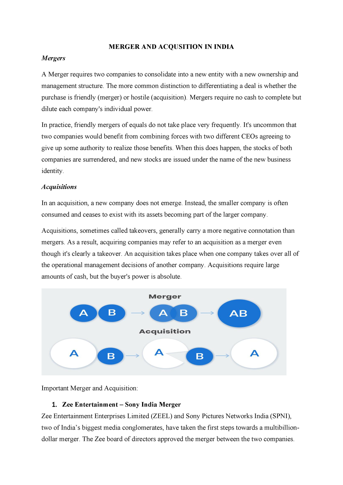 Merger And Acquisition In India - MERGER AND ACQUSITION IN INDIA ...