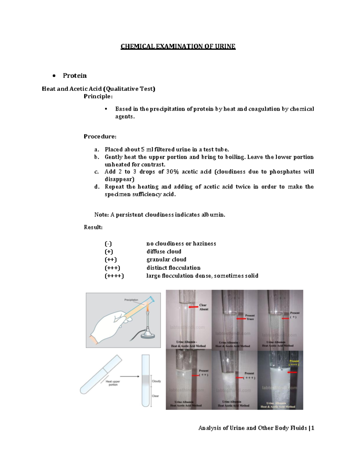 Chemical Examination OF Urine Manual CHEMICAL EXAMINATION OF URINE