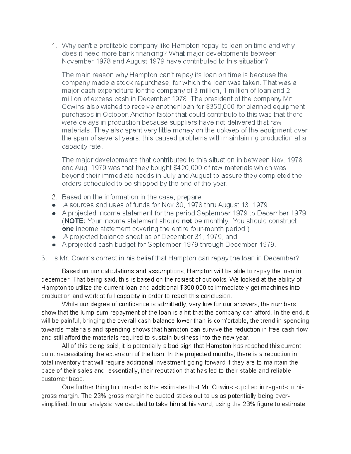 Hampton Machine Tool Questions Why can't a profitable company like