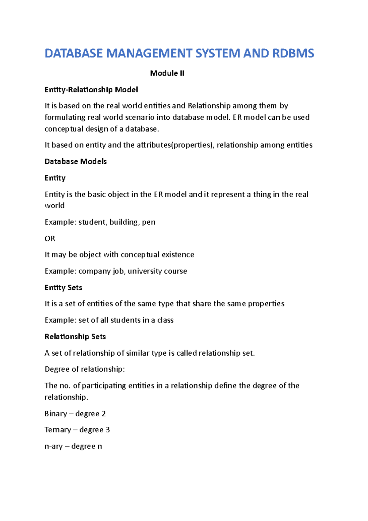 Dbms 2 - Lecture Notes Of Fourth Semester Dbms Module 2 - DATABASE ...