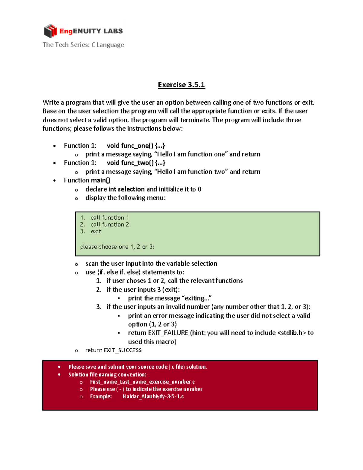 Exercise-3 - C Aufgabe - The Tech Series: C Language Exercise 3. Write ...