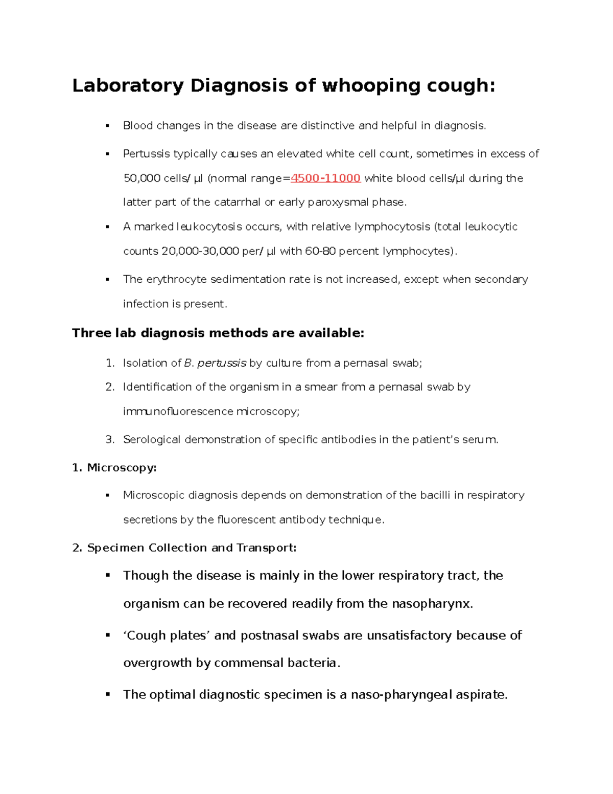 Biology Science 50 Laboratory Diagnosis of whooping cough Blood