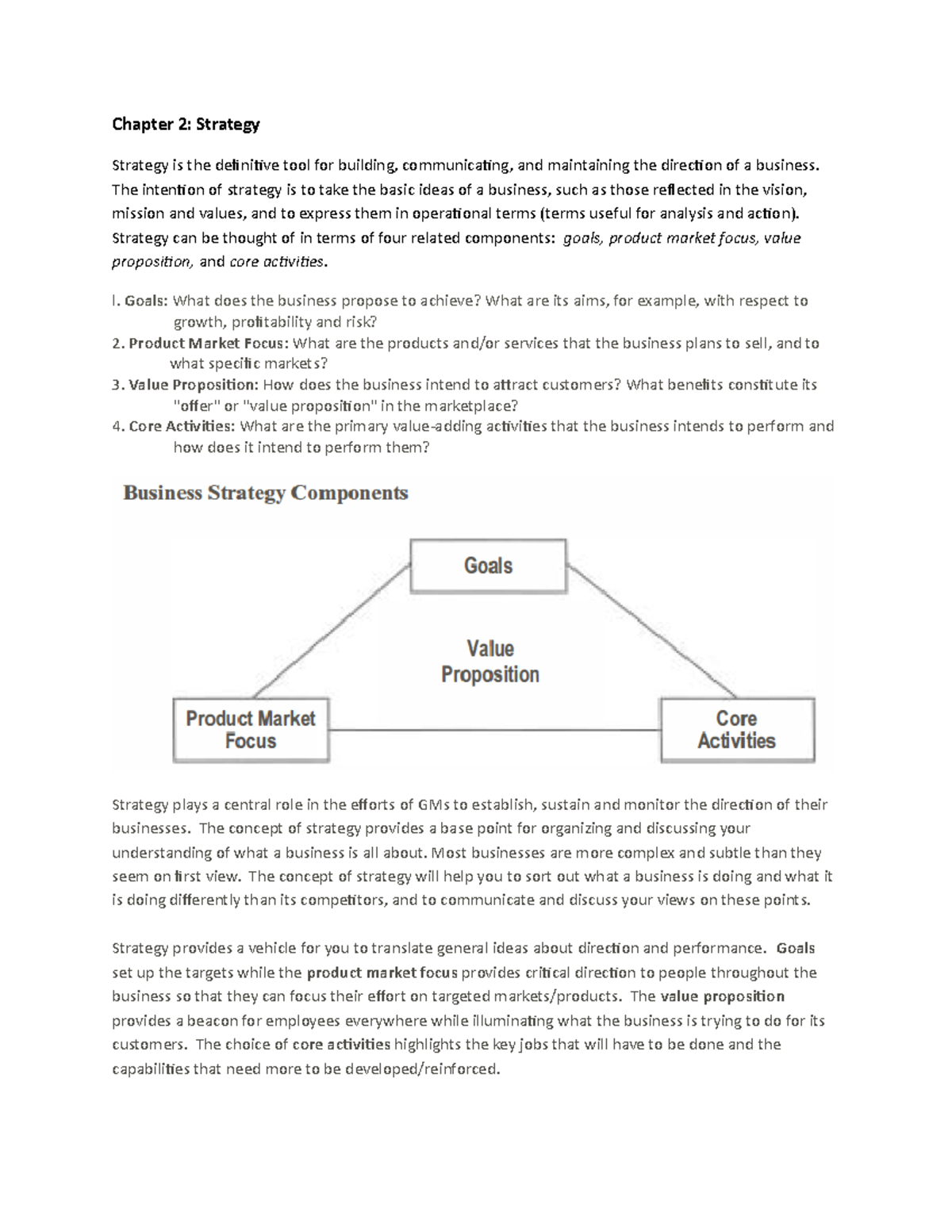 Chapter 2 Notes - Chapter 2: Strategy Strategy is the definitive tool ...