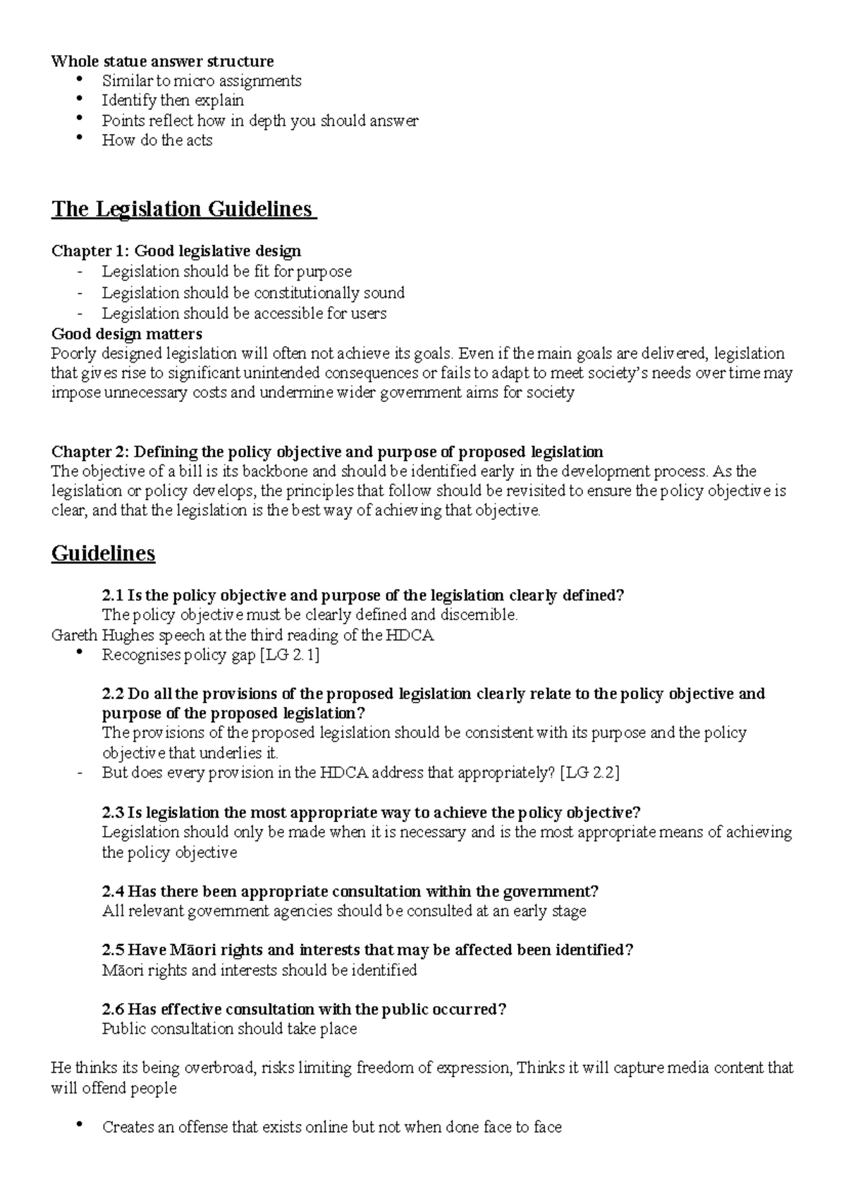 LAWS 123 Whole Statues Cheat Sheet Whole statue answer