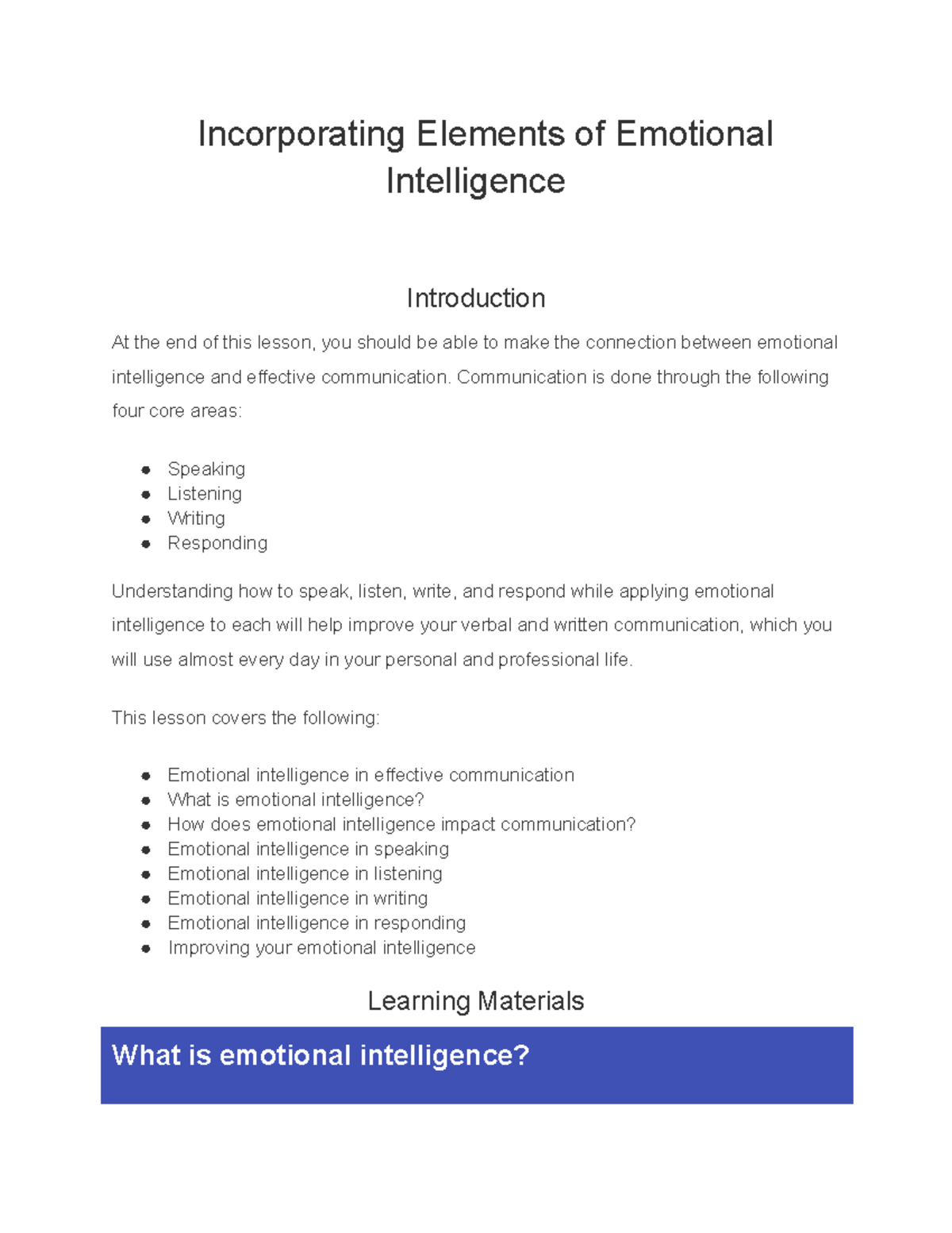 Incorporating Elements of Emotional Intelligence - Incorporating ...
