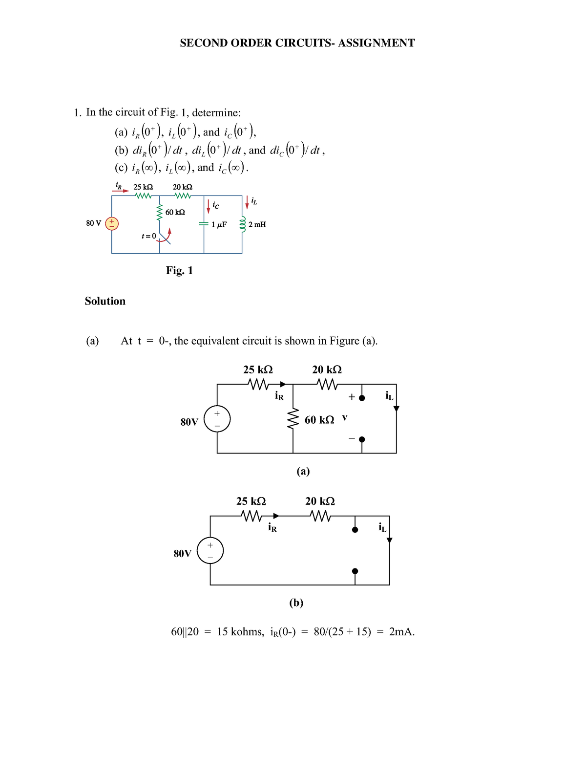 Second Order Circuits Solved Exercises - PROPRIETARY MATERIAL Of This ...