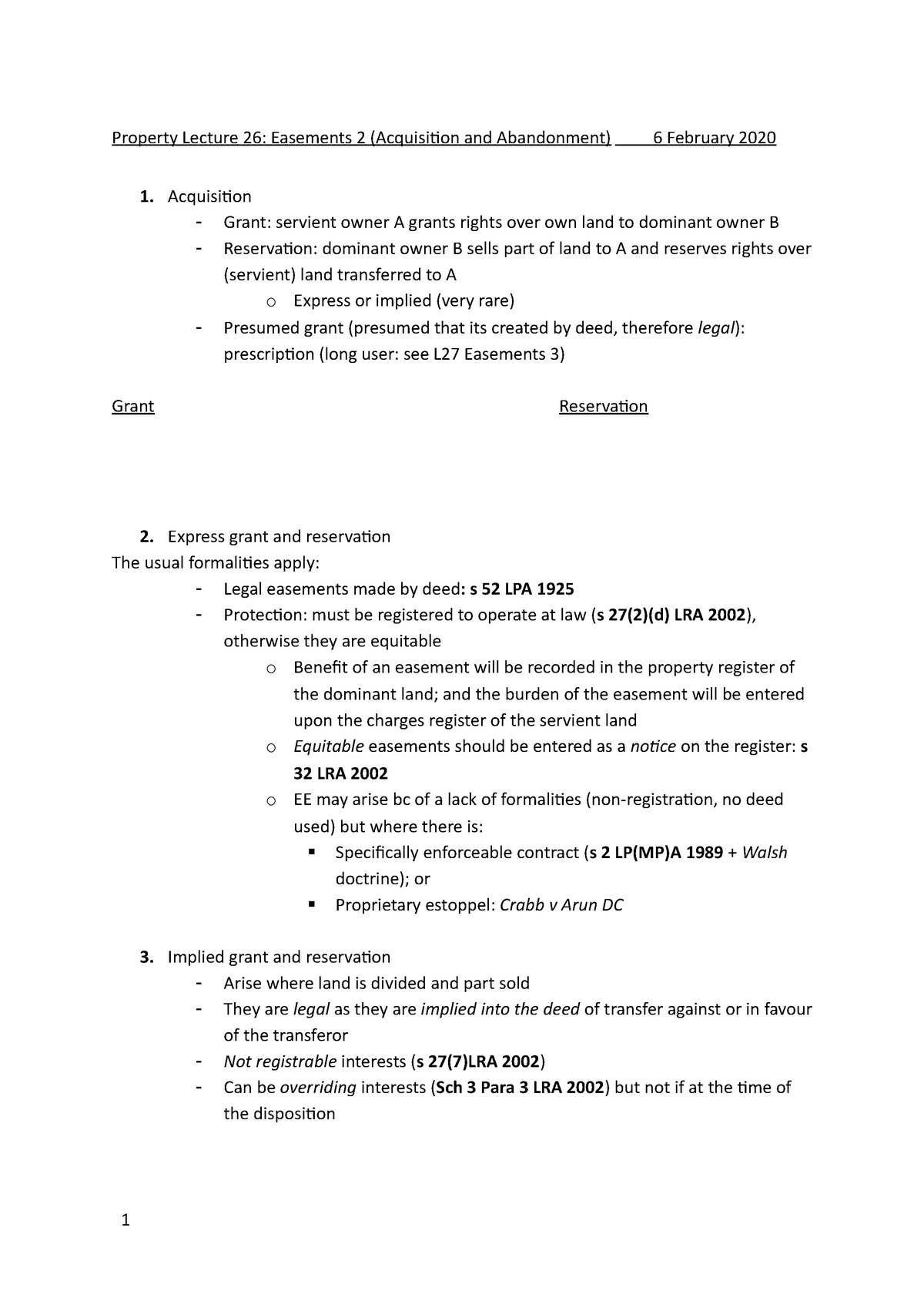 Property Lecture 26   Easements 2 (Acquisition And Abandonment