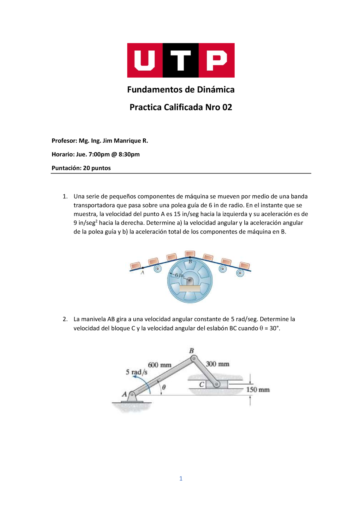 Fundamentos De Dinámica - Practica Califica Nro 02 - 1 Fundamentos De ...