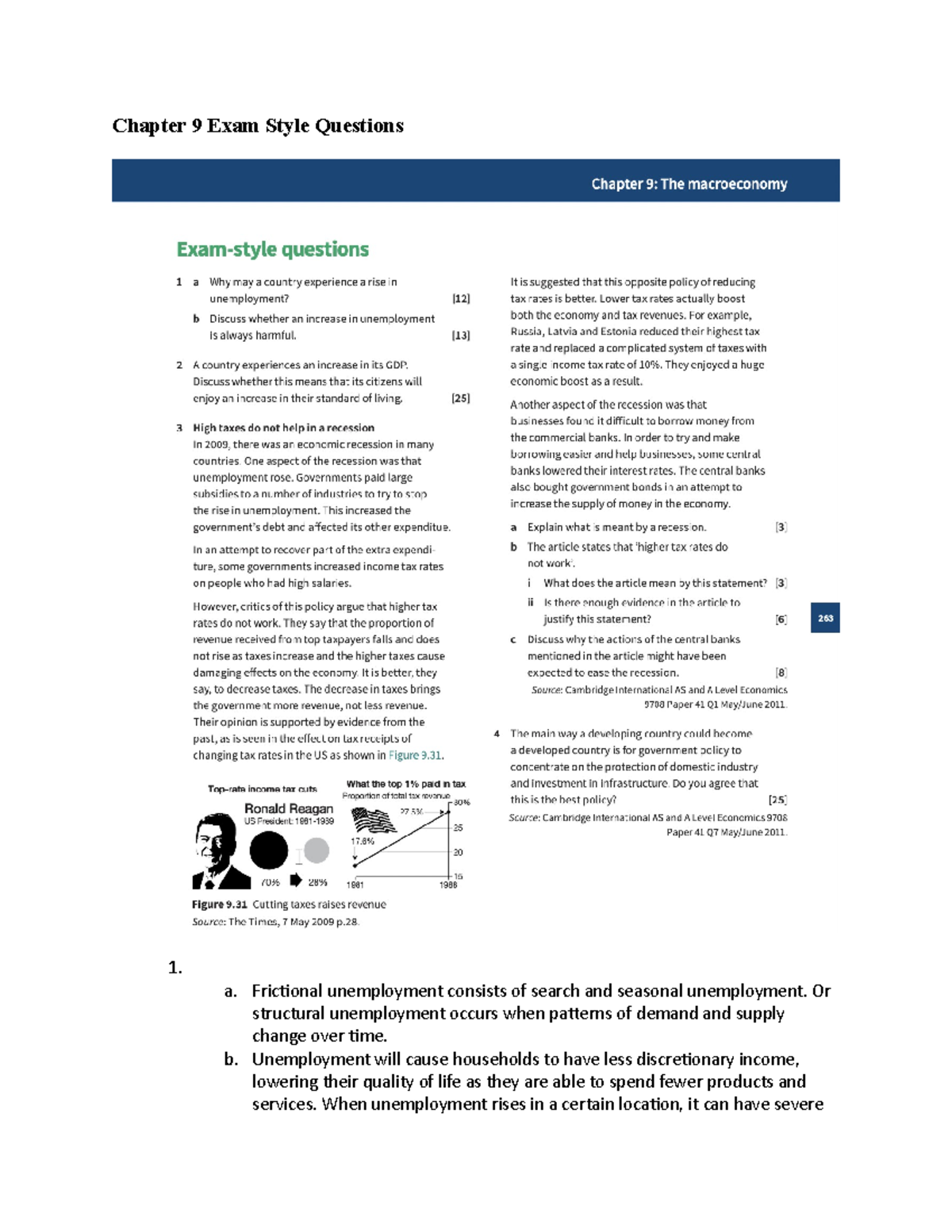 Chapter 9 Exam Style Questions Chapter 9 Exam Style Questions 1. a
