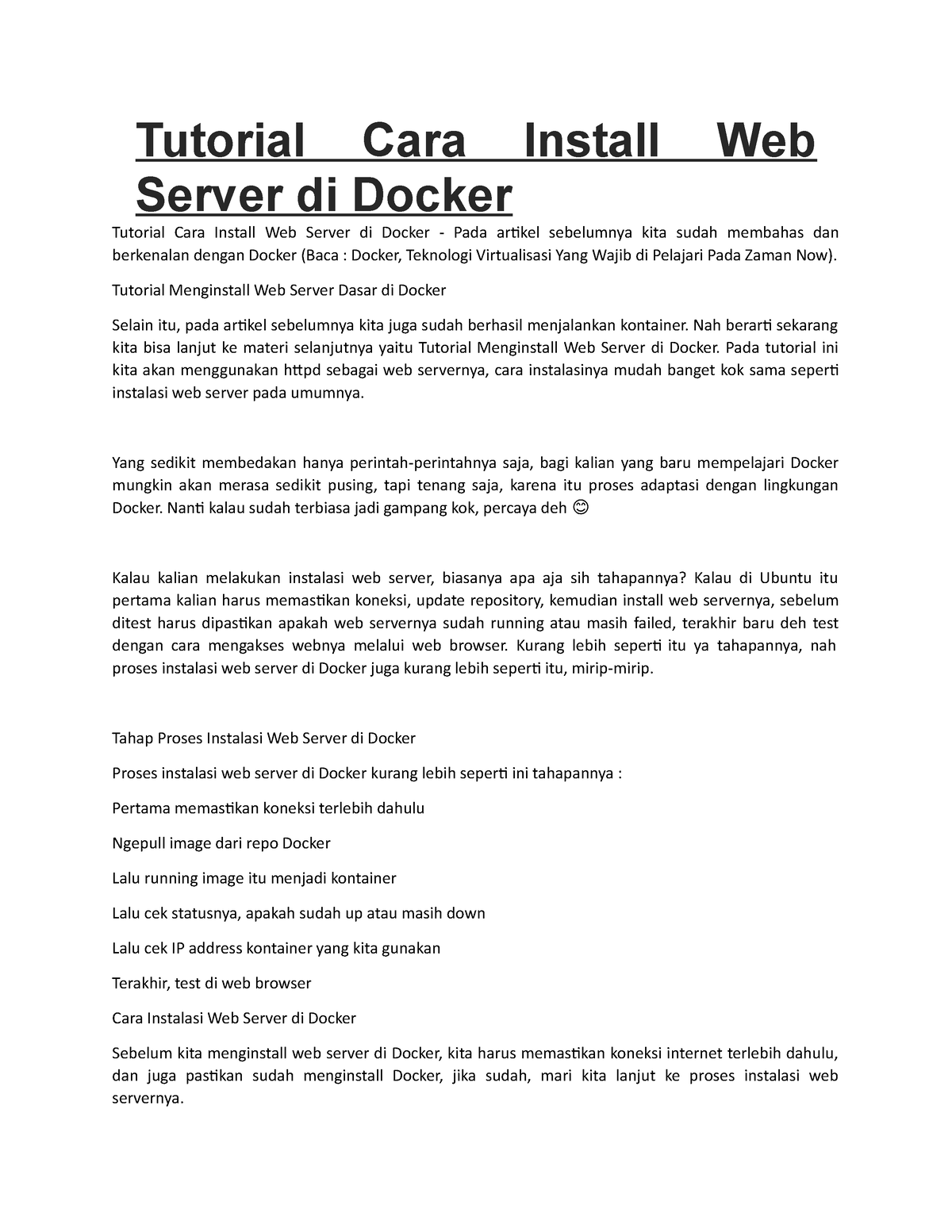 Tutorial Cara Install Web Server Di Docker - Tutorial Menginstall Web ...