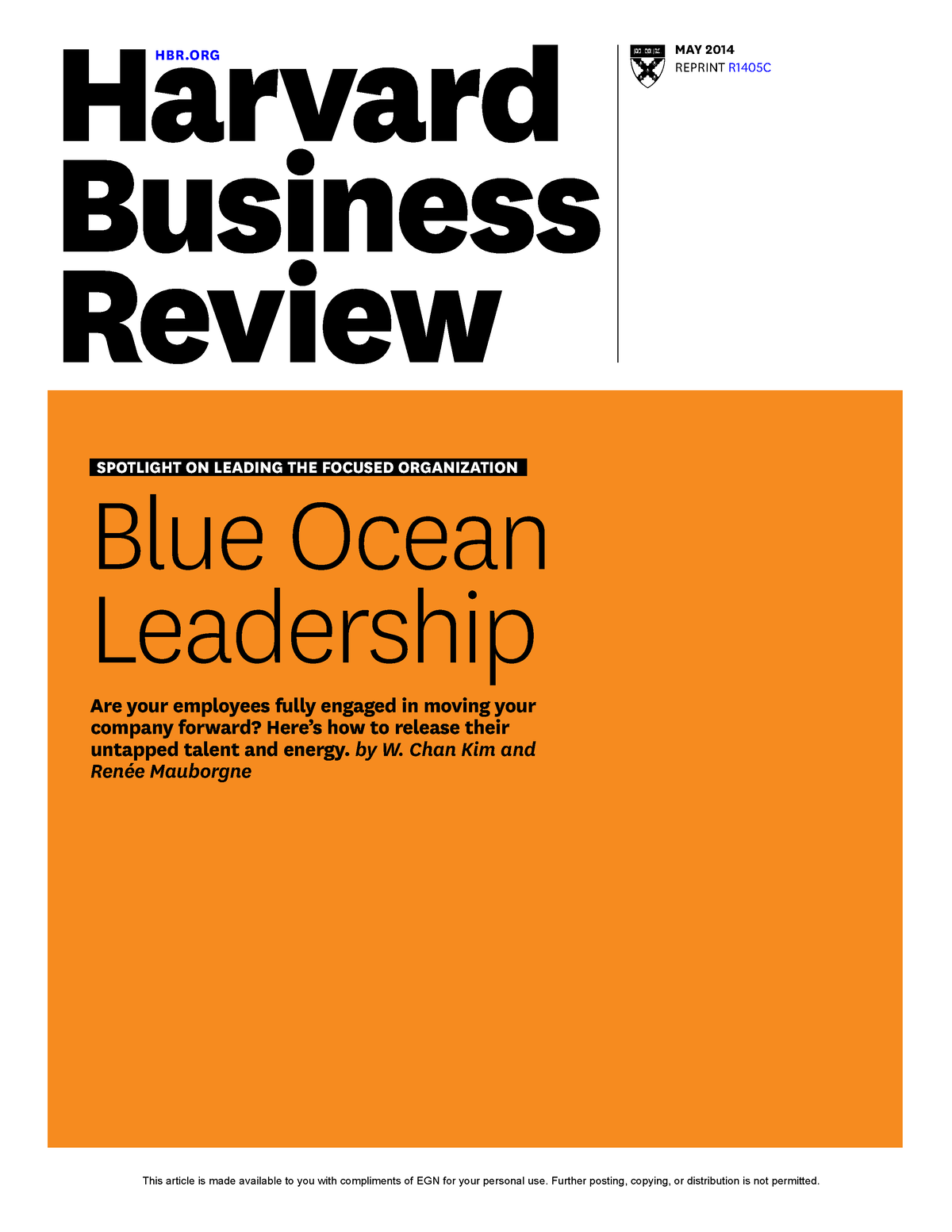 STRATEGIA OCEANO BLU Chan Kim Renée Mauborgne ETAS Harvard Business School