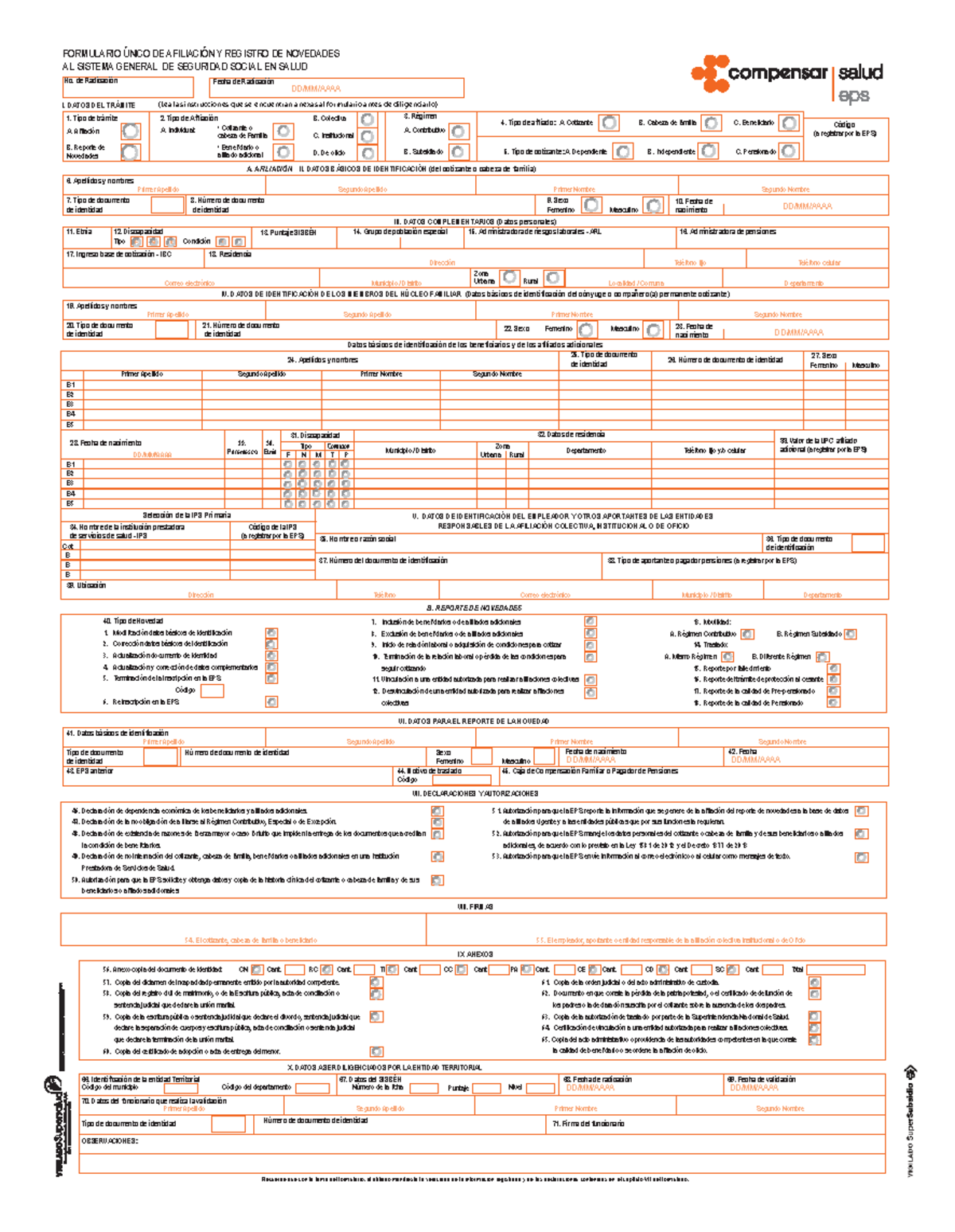 Formulario-afiliacion-eps - FORMULARIO ÚNICO DE AFILIACIÓN Y REGISTRO ...