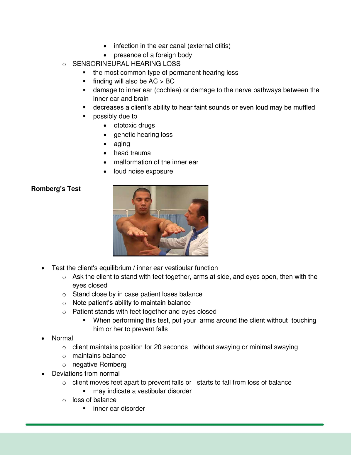 Romberg's Test - Romberg's Test - Infection In The Ear Canal (external 