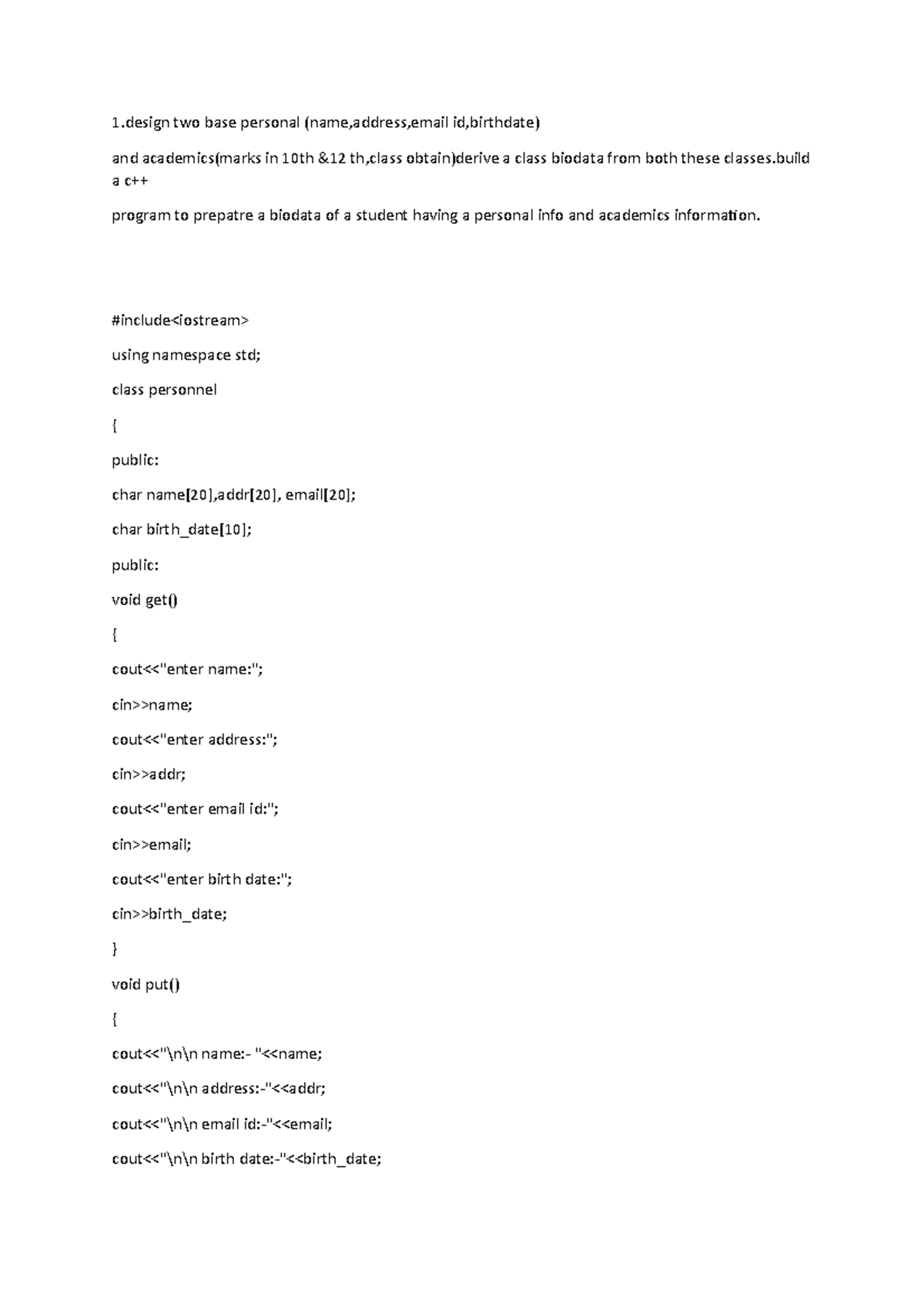 C++ answers - hifeijsfkl;;;;;;;;;;;;;;;; - 1 two base personal (name ...