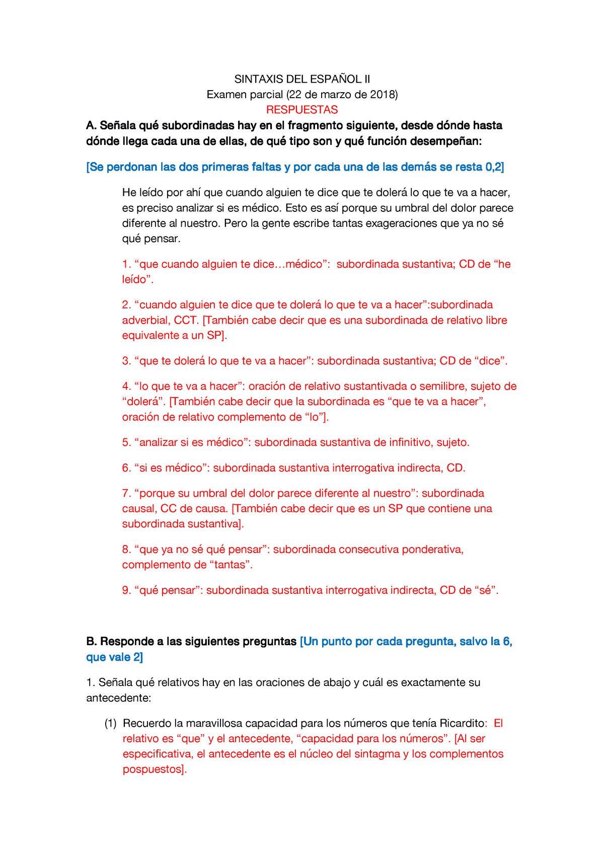 Examen Marzo 2018, Preguntas Y Respuestas - SINTAXIS DEL ESPAÑOL II ...