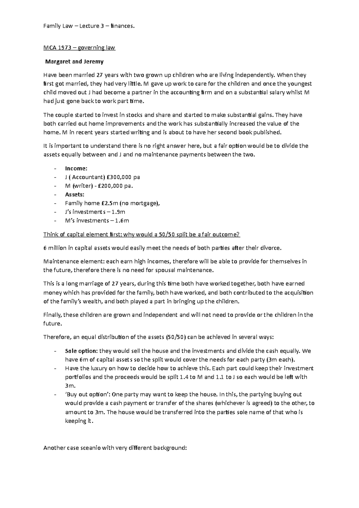 Lecture 3- finances - Notes for family law elective level on LPC ...